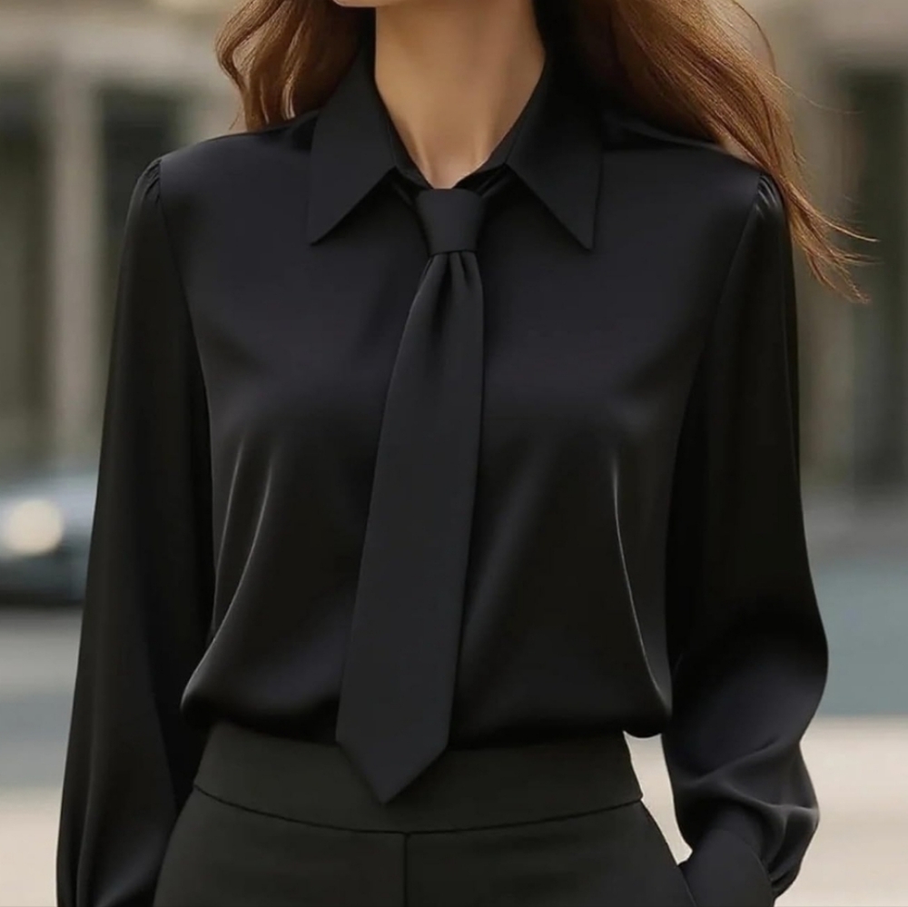 Women's Tie Neck Elegant Blouse (Size - XL)